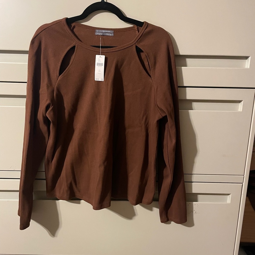 NWT Anthropologie Brown Ribbed Top